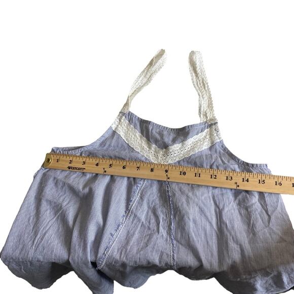 Buckle White Crow Blue Striped Lace Neck Raw Hem Tank Top Women’s Small New NWT - Picture 5 of 9